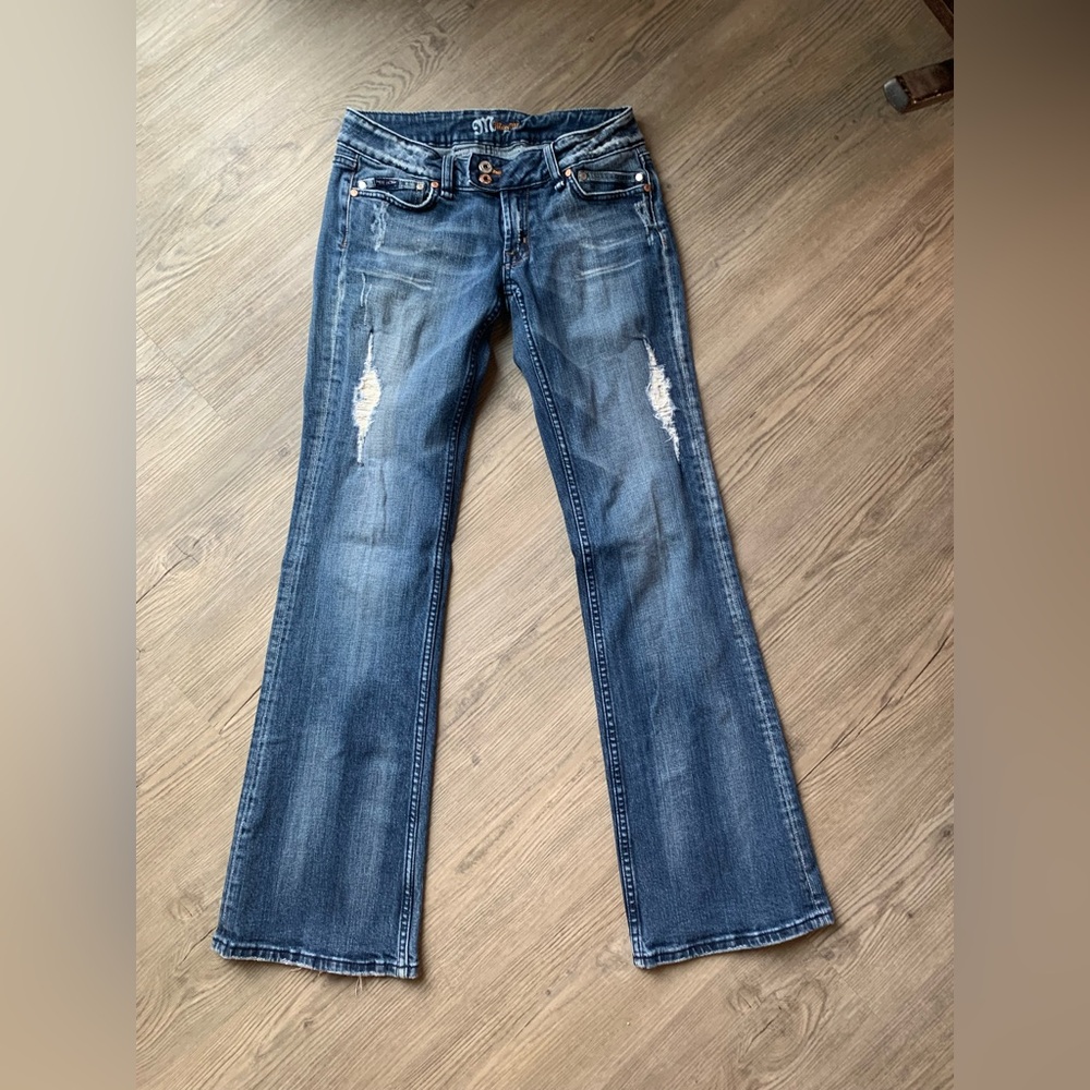 Miss Me Size 29 x 33 Flare Jeans Distressed Embellished Pockets Y2K